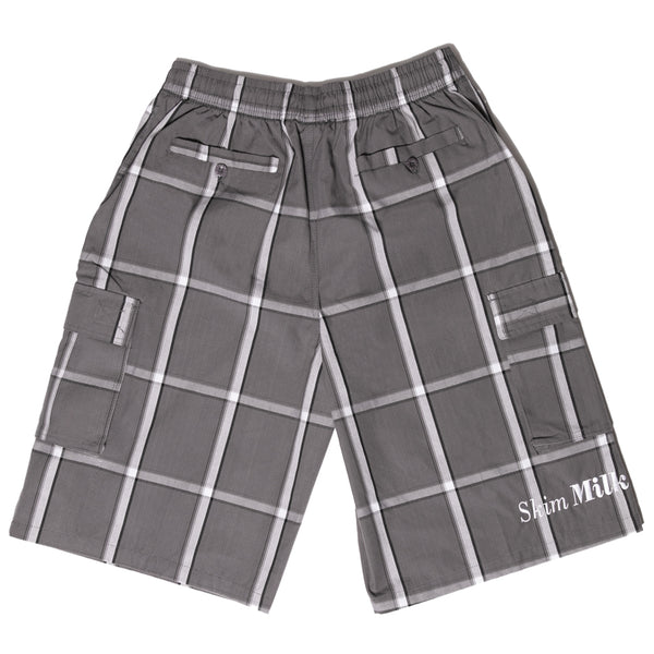 Unc plaid cargo shorts (grey)