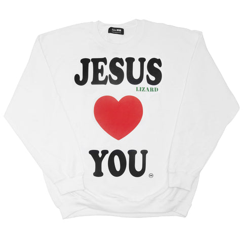 JESUS LIZARD LOVES YOU - white sweater